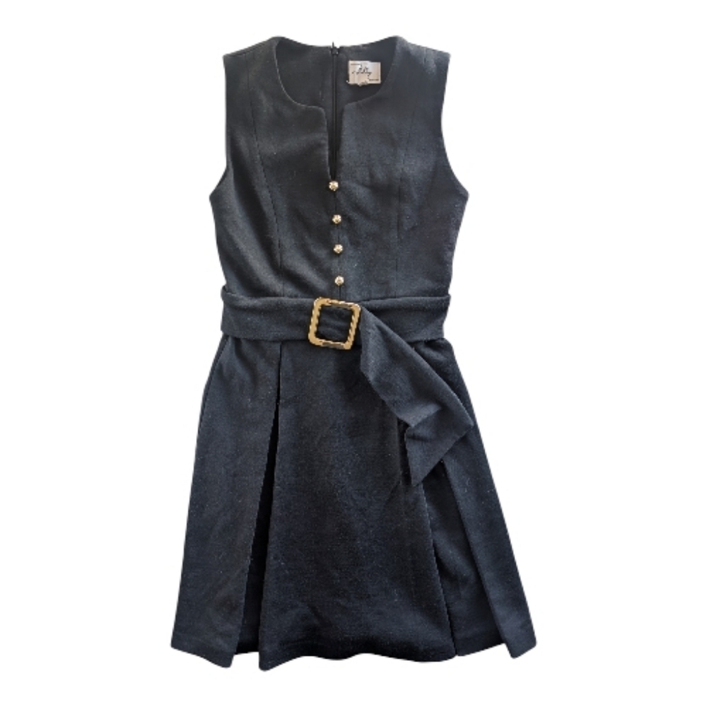 Vintage Milly of New York Black Italian Wool Dress Petite XS